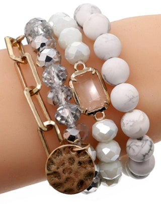 Multi Stone Crystal Beaded Bracelet Set | Mint