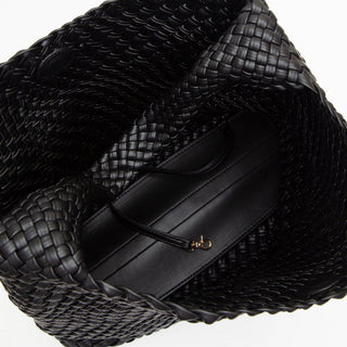 Tiara Woven Hobo Tote Bag With Pouch | Cumin