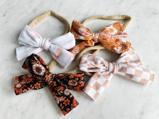 Simple Baby Bow Headbands | Black Floral