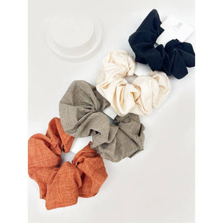 Soft Tone Linen Pattern Large Scrunchie