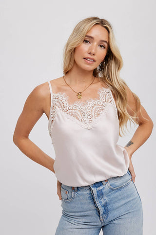 Sylvie Silky Lace Trim Camisole | Black
