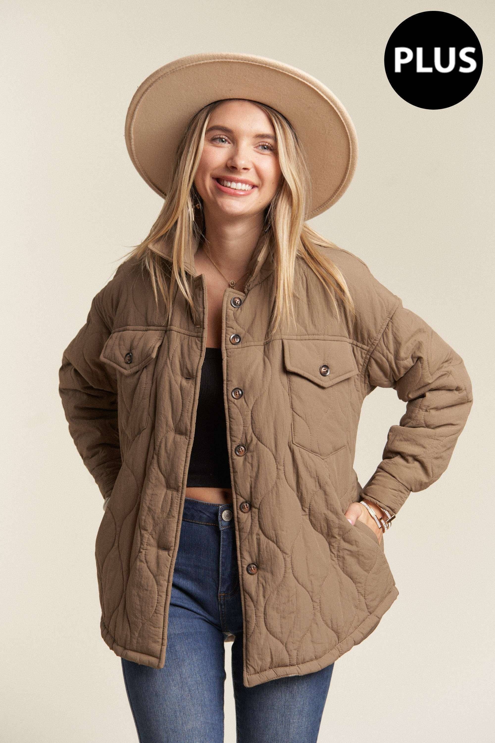 Kessa Plus Size Puffer Jacket | Light Mocha
