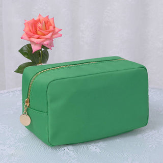 Emma Round Zippered Nylon Cosmetic Pouch Bag | Sand