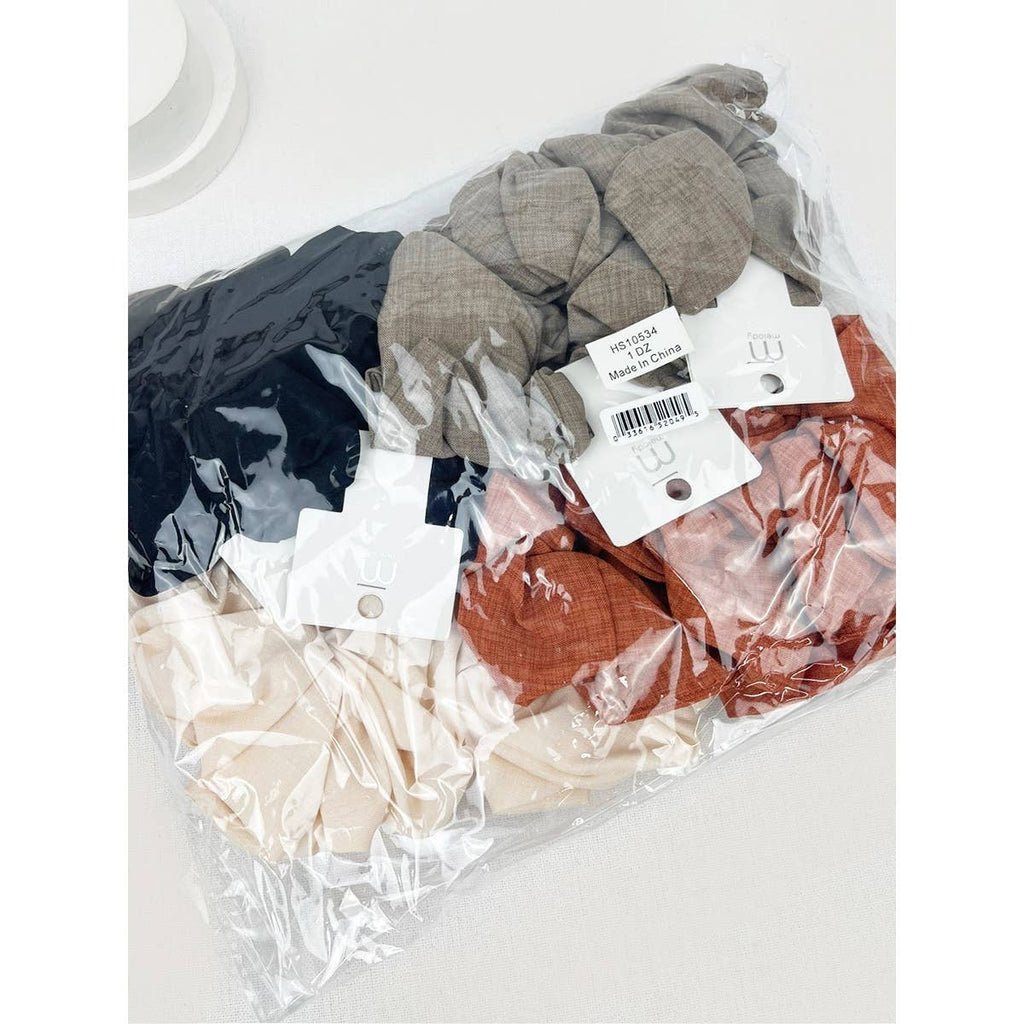 Soft Tone Linen Pattern Large Scrunchie
