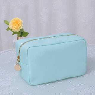 Emma Round Zippered Nylon Cosmetic Pouch Bag | Peach