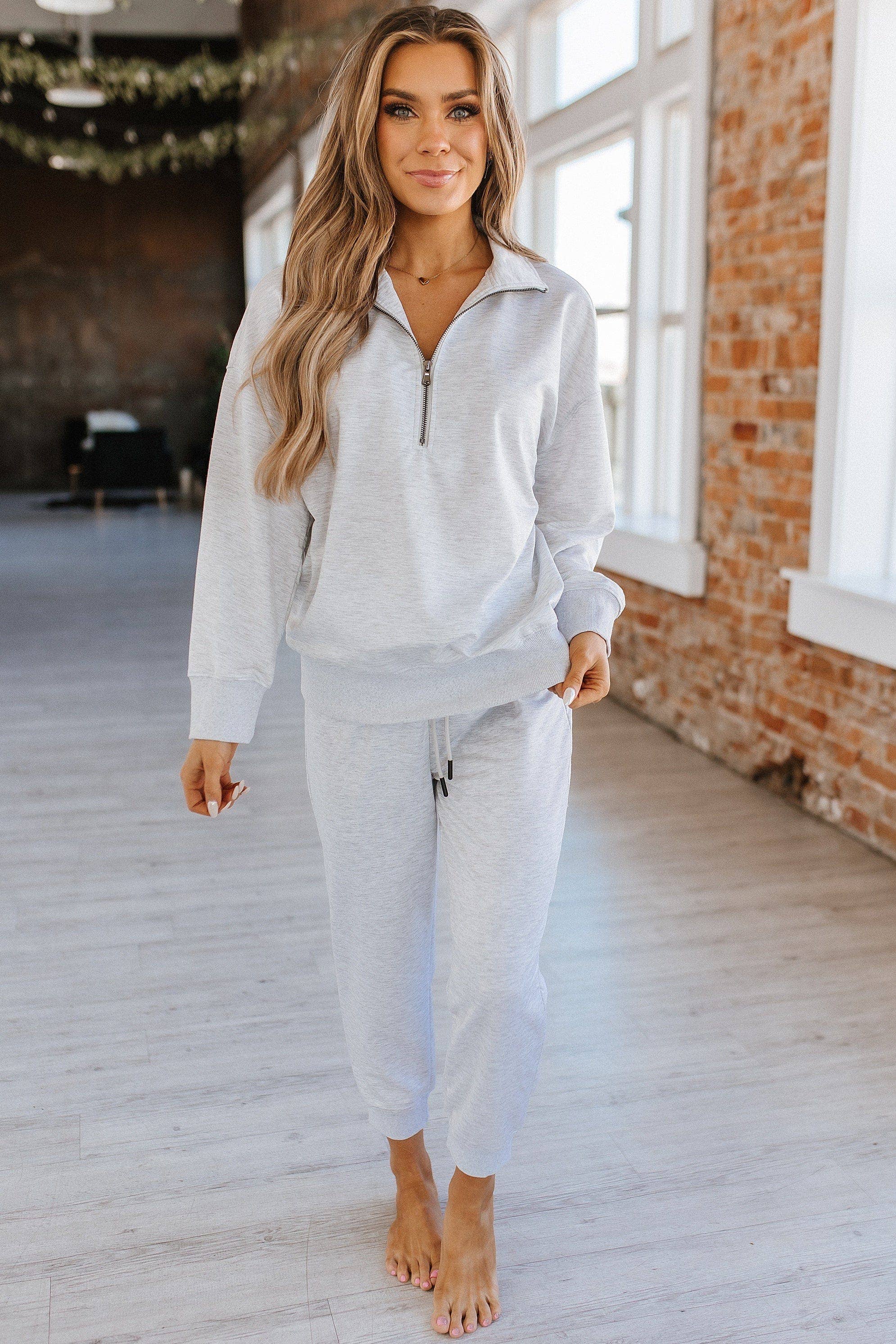 Alison Half Zip Loungewear Set | S-XL - Gray