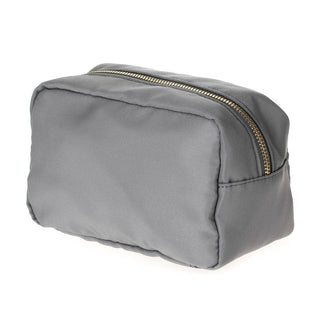 Emma Round Zippered Nylon Cosmetic Pouch Bag | Sand