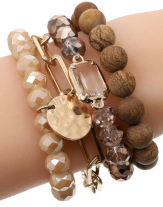 Multi Stone Crystal Beaded Bracelet Set | Mint