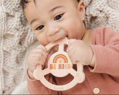 Silicone Teether Ring with Detachable Clip | Be Kind Rainbows