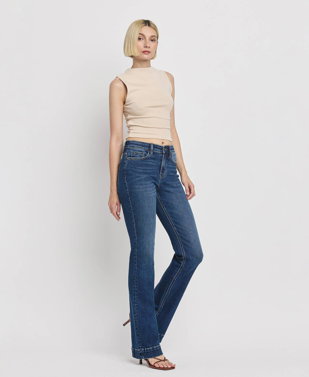 VERVET by Flying Monkey - High Rise Trouser Hem Bootcut Jeans