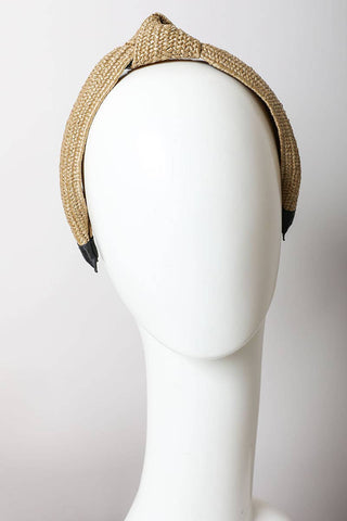 Bohemian Straw Rattan Knotted Headband | Black