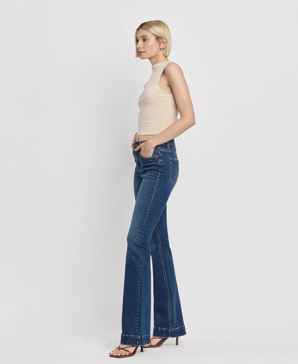 VERVET by Flying Monkey - High Rise Trouser Hem Bootcut Jeans