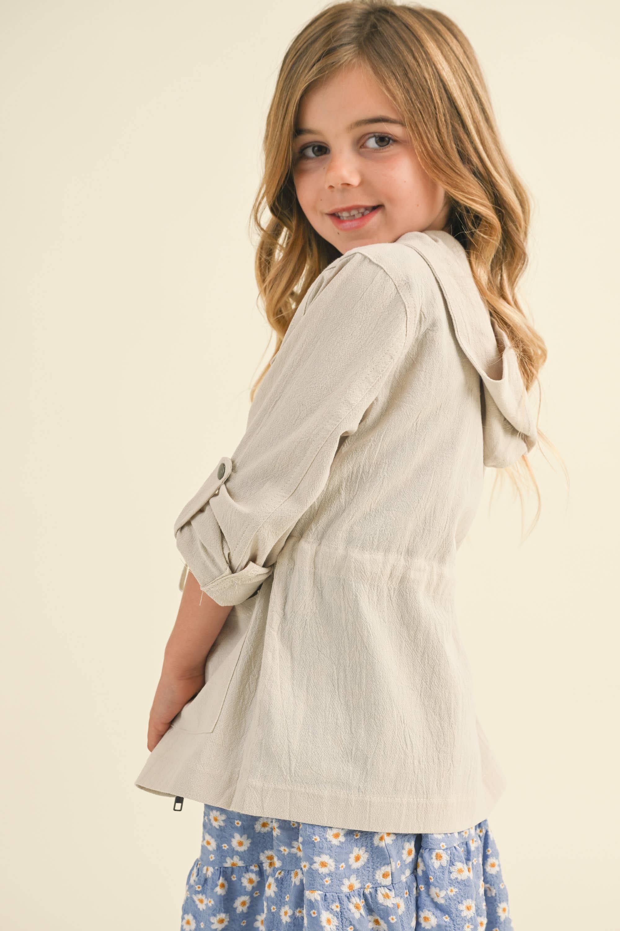 Layla Girls Linen Utility Jacket | 4-6X