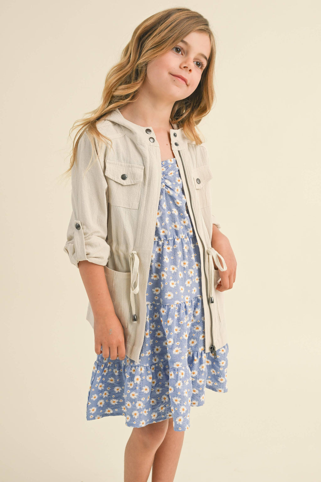 Layla Girls Linen Utility Jacket | 4-6X