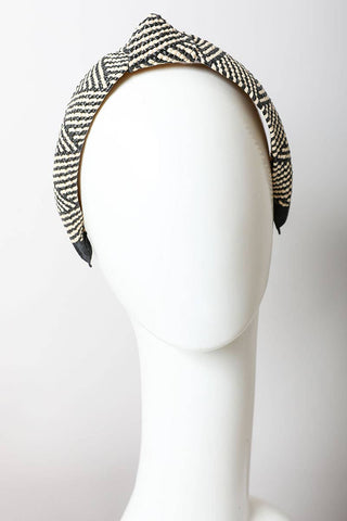 Bohemian Straw Rattan Knotted Headband | Black