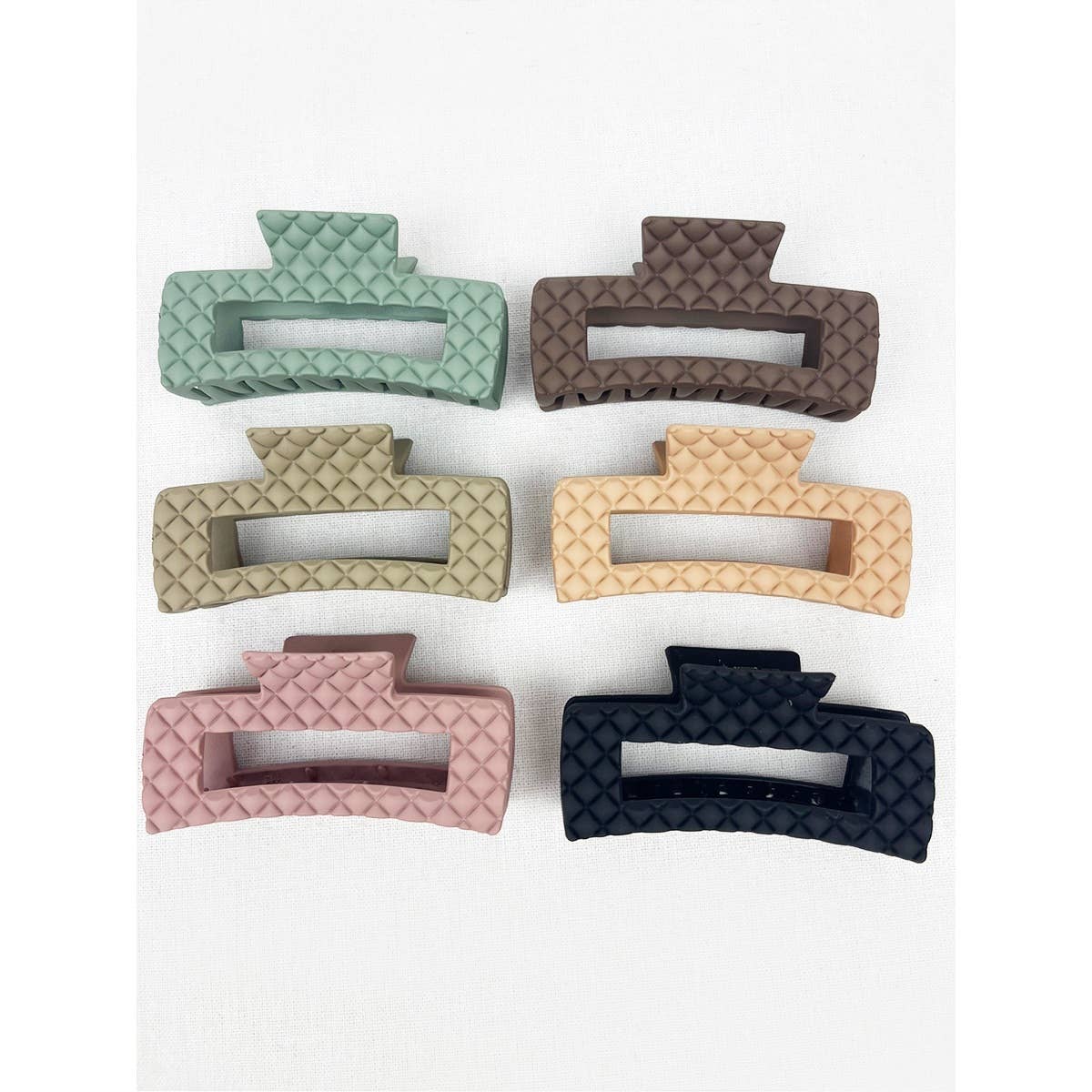 Matte Embossed Cut Out Rectangle Hair Clips | Multiple Colors