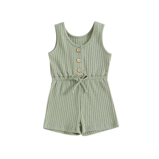 Mona Ribbed Knit Romper | Green
