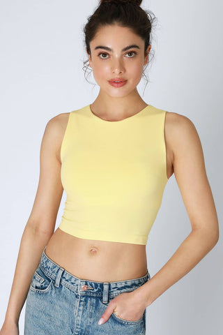 Clean Line Crew Neck Crop Top. | White