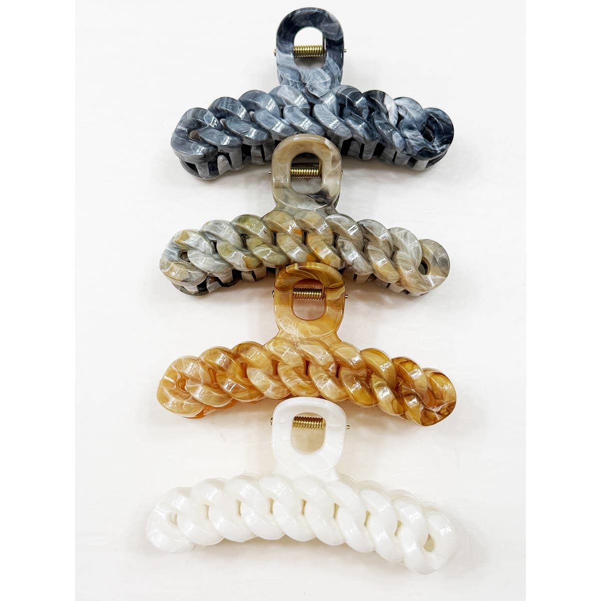 Neutral Tone Marble Chain Pattern Hair Claw Clip | Multiple Colors