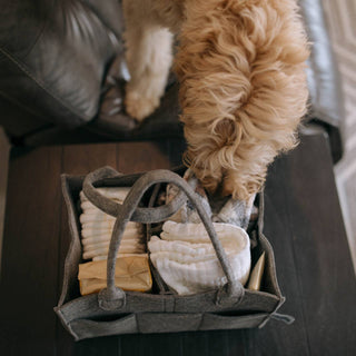 Diaper Caddy in Peppercorn: Large (16 x 10 x 7")