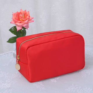 Emma Round Zippered Nylon Cosmetic Pouch Bag | Sand