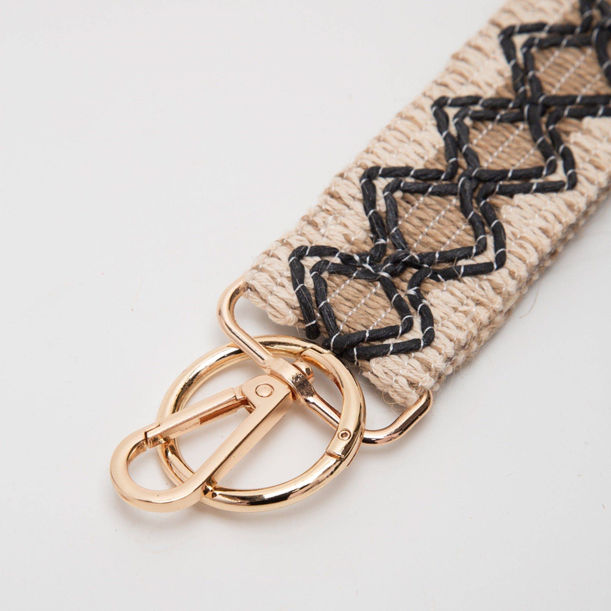 Wave Pattern Straw Wristband/Key Chain | Beige Brown