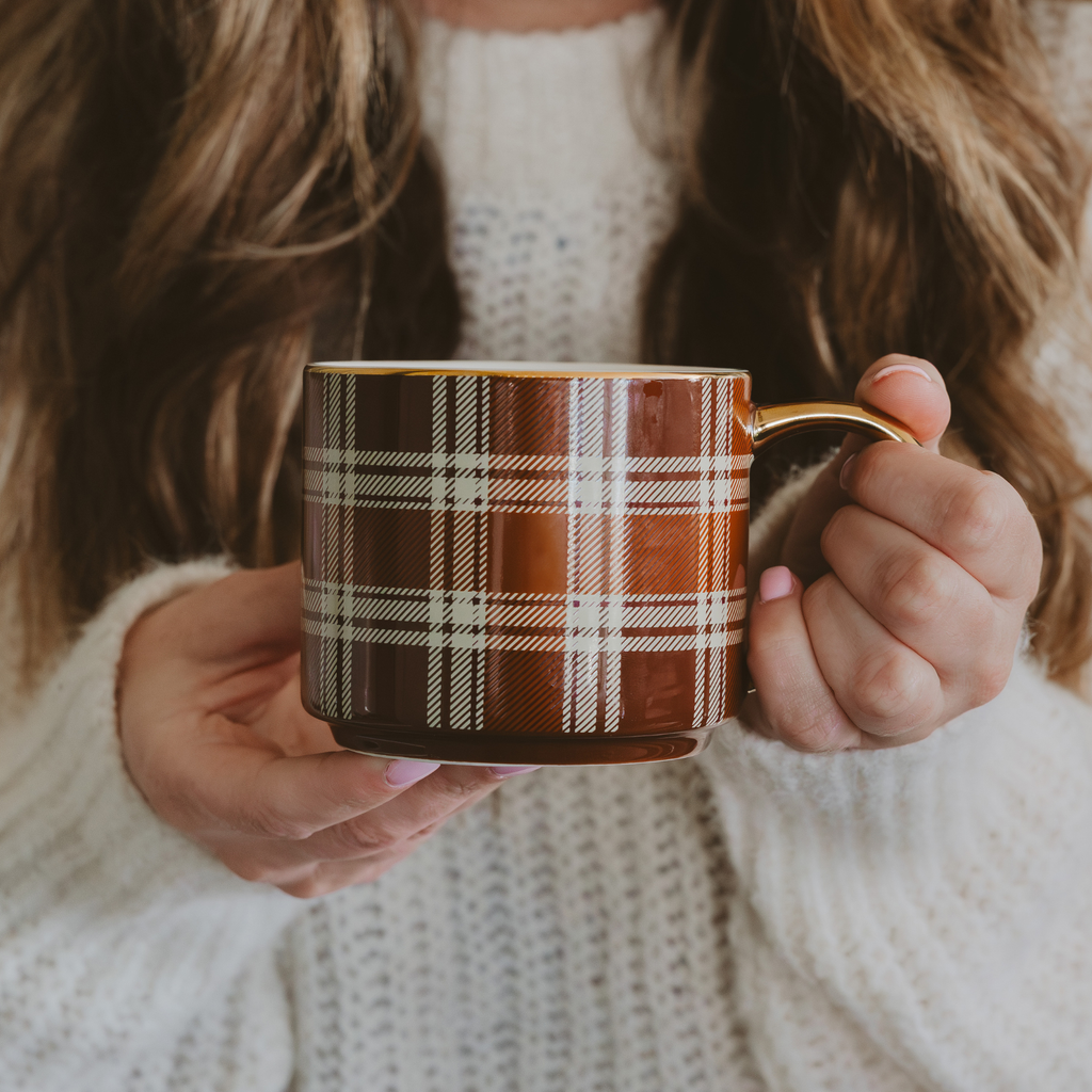 Fall Brown Plaid Coffee Mug