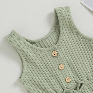 Mona Ribbed Knit Romper | Green