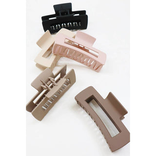 Neutral Color Matte Cut Out Rectangle Hair Claw | Multiple Colors