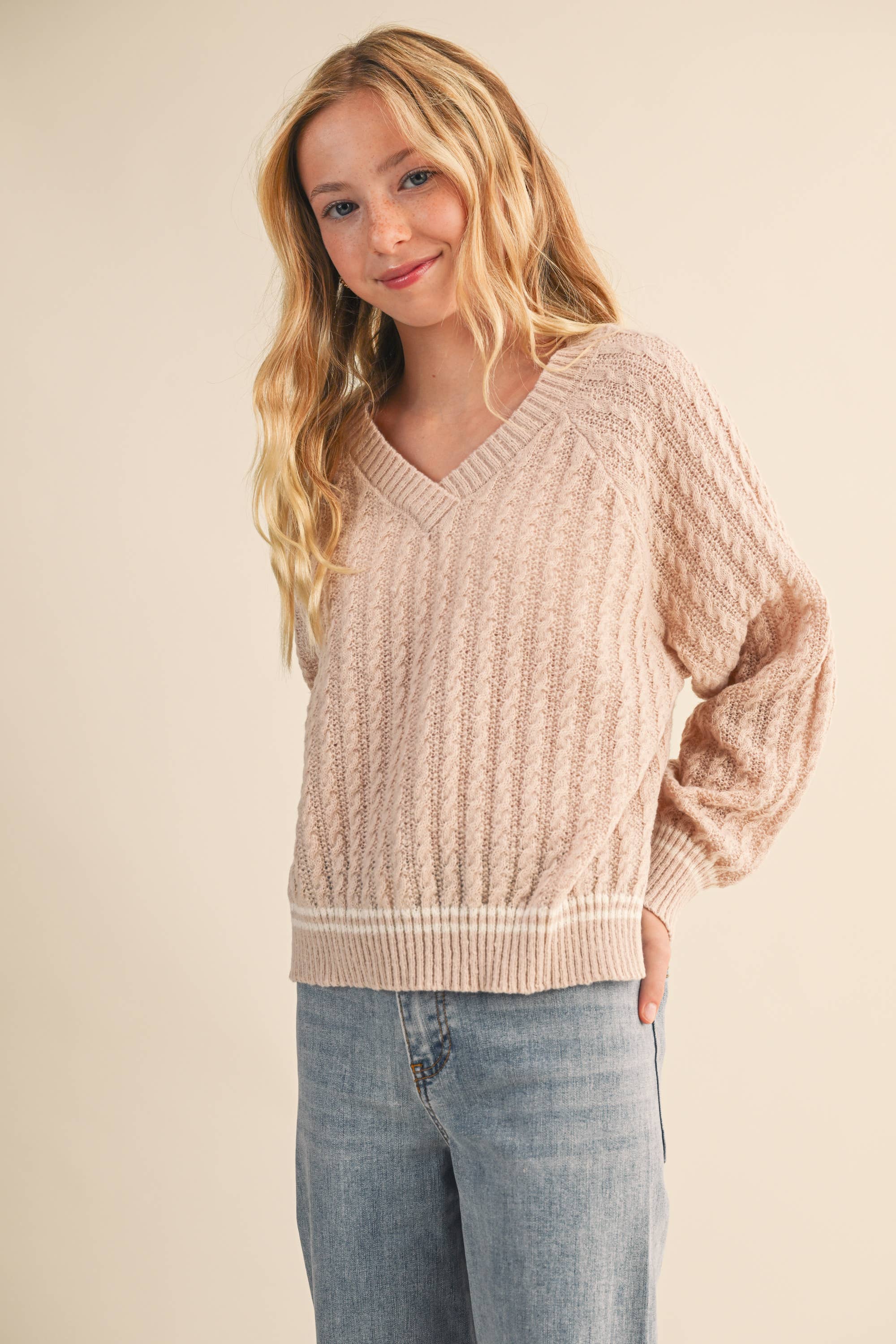 Willow Tween V-Neck Sweater
