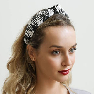Bohemian Straw Rattan Knotted Headband | Black