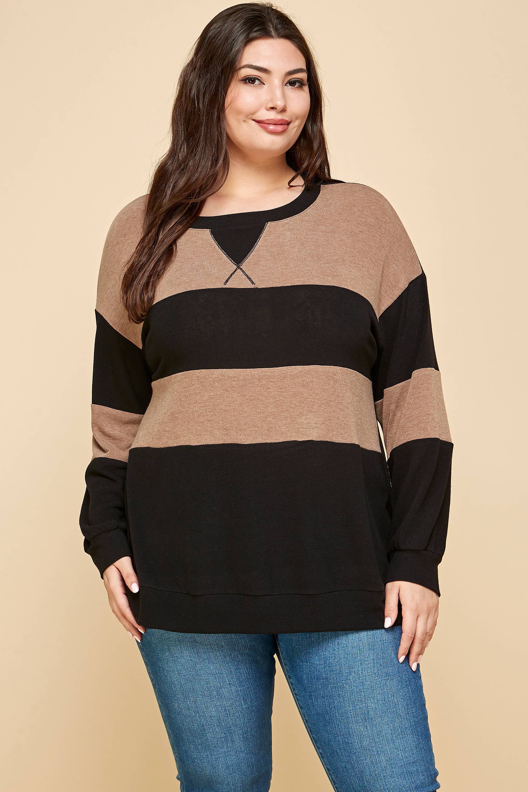 Claire Color Block Top | 1X-3X