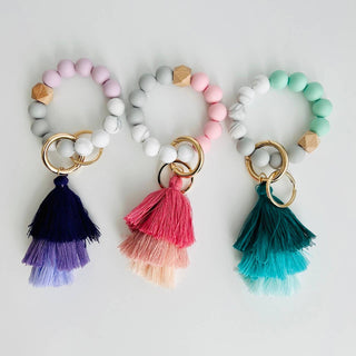 Bangle + Tassel Keychain | Black Leopard