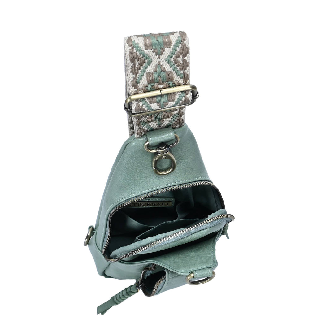 Zoey Boho Sling Bag with Guitar Strap | Green