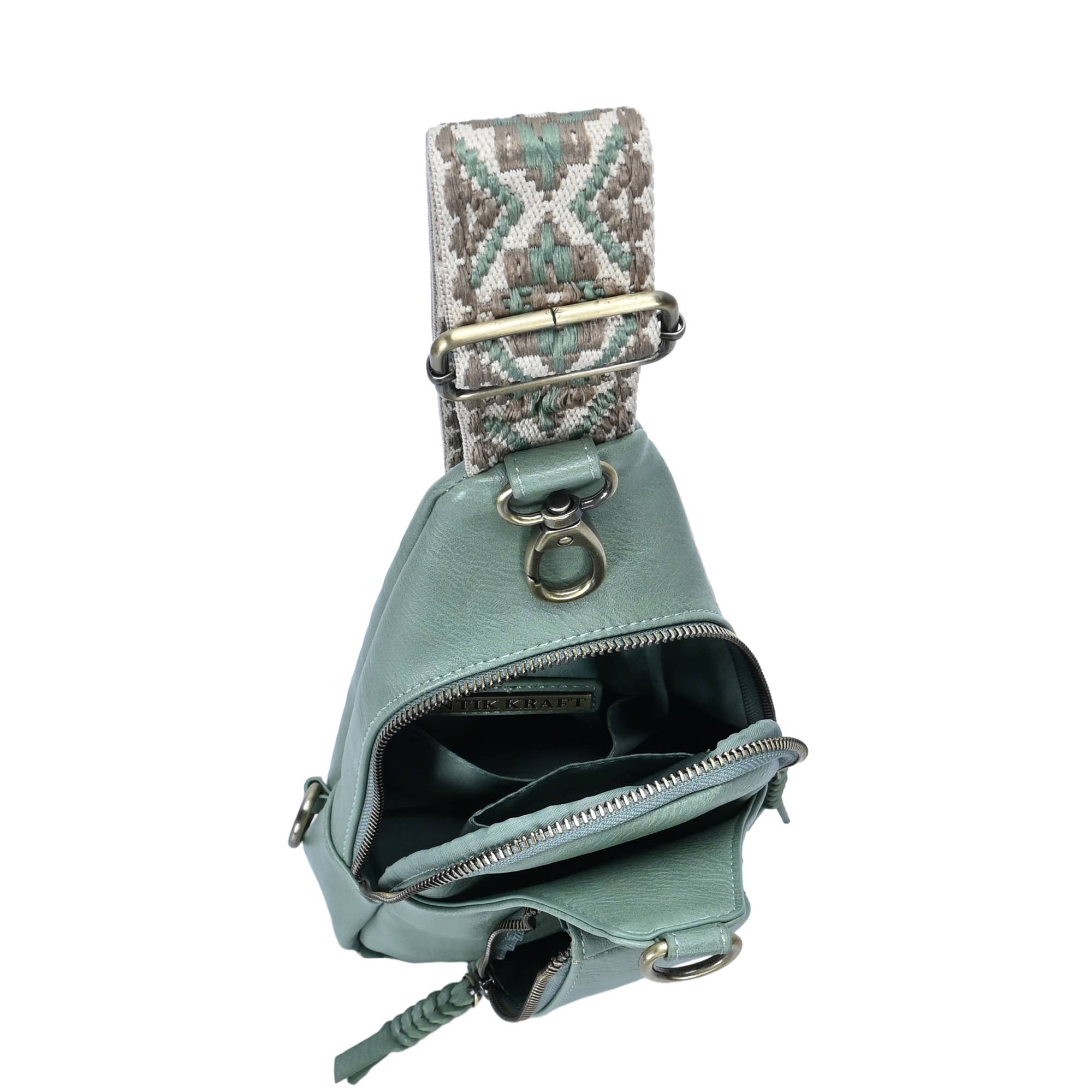 Zoey Boho Sling Bag with Guitar Strap | Green