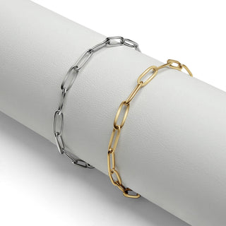 Paperclip with Charm Keeper Chain Bracelet | Stainless Steel + 18K PVD