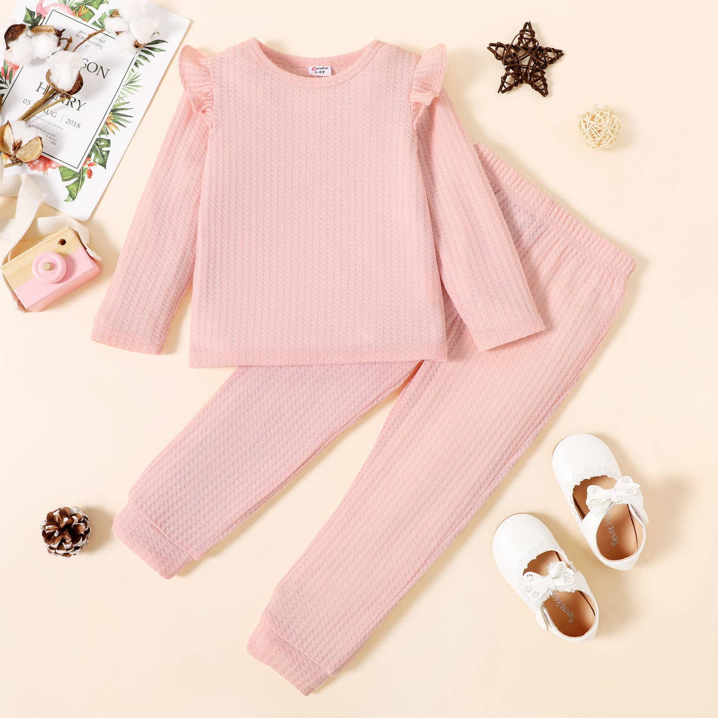 Willa Waffle Knit Top + Pants Set | Pink
