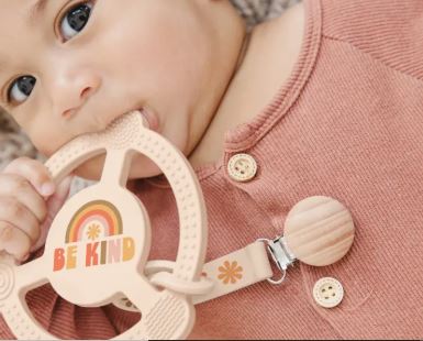 Silicone Teether Ring with Detachable Clip | Be Kind Rainbows