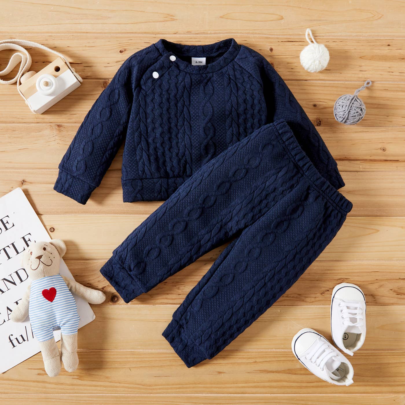 Kam Long-Sleeve Knit Set | Navy