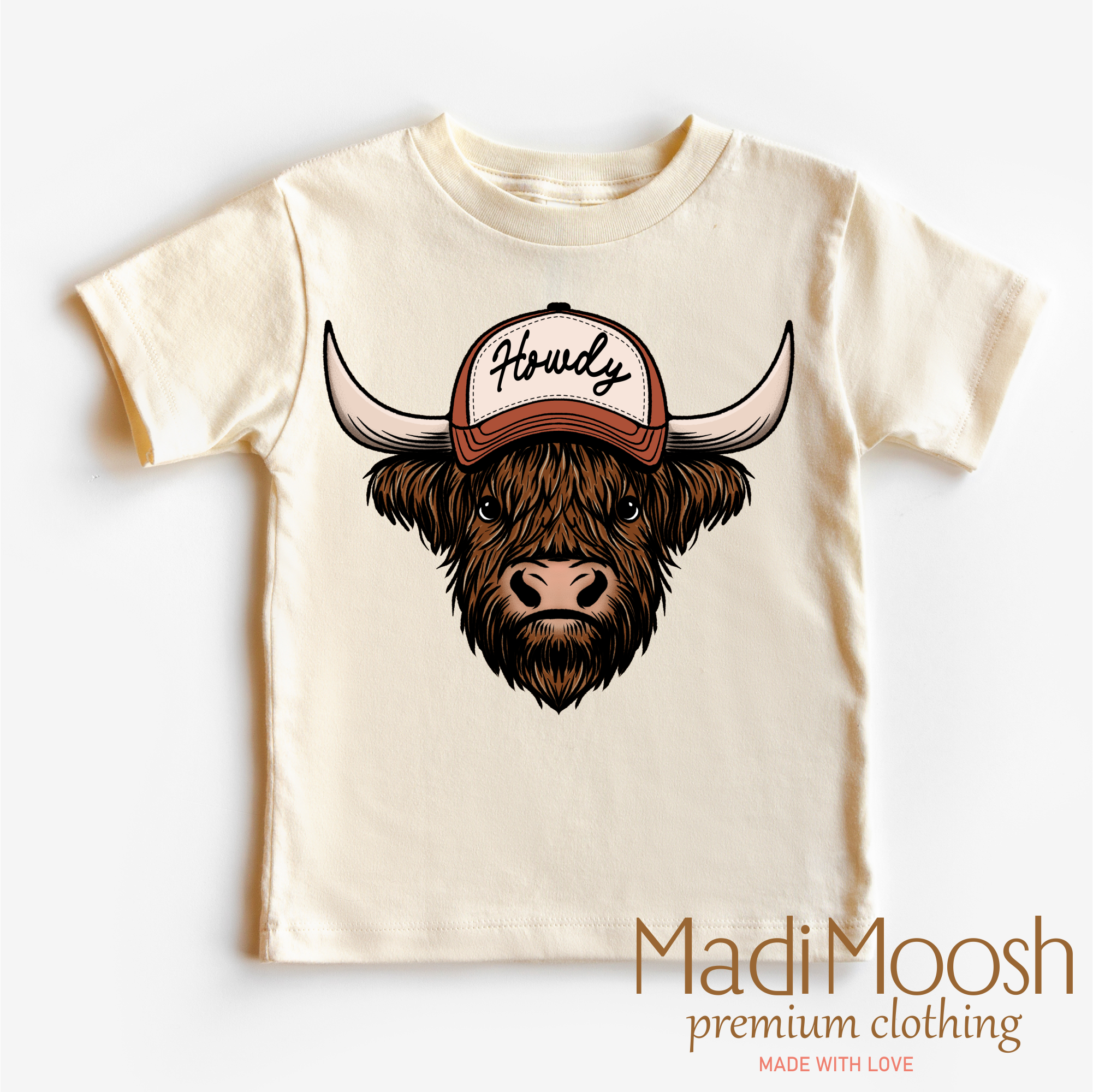 Howdy Highland Cow Western Shirt | Natural