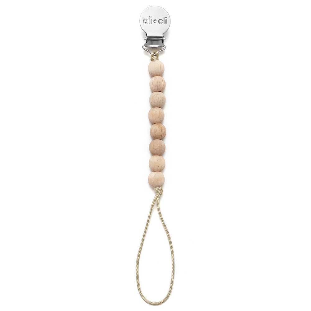 Ali+Oli Silicone Pacifier Clip | Beech Wood