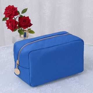 Emma Round Zippered Nylon Cosmetic Pouch Bag | Peach