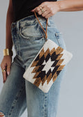 Black, White & Brown Aztec Wristlet