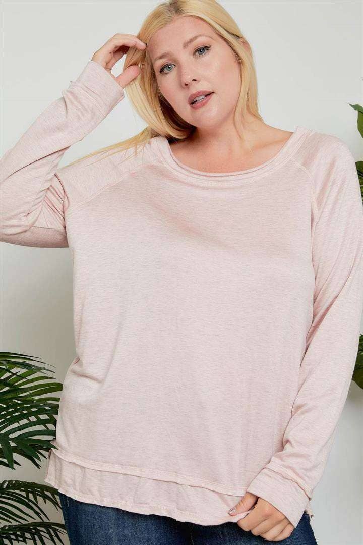 Tanya Plus Size Boat Neck Tunic Top | Sand