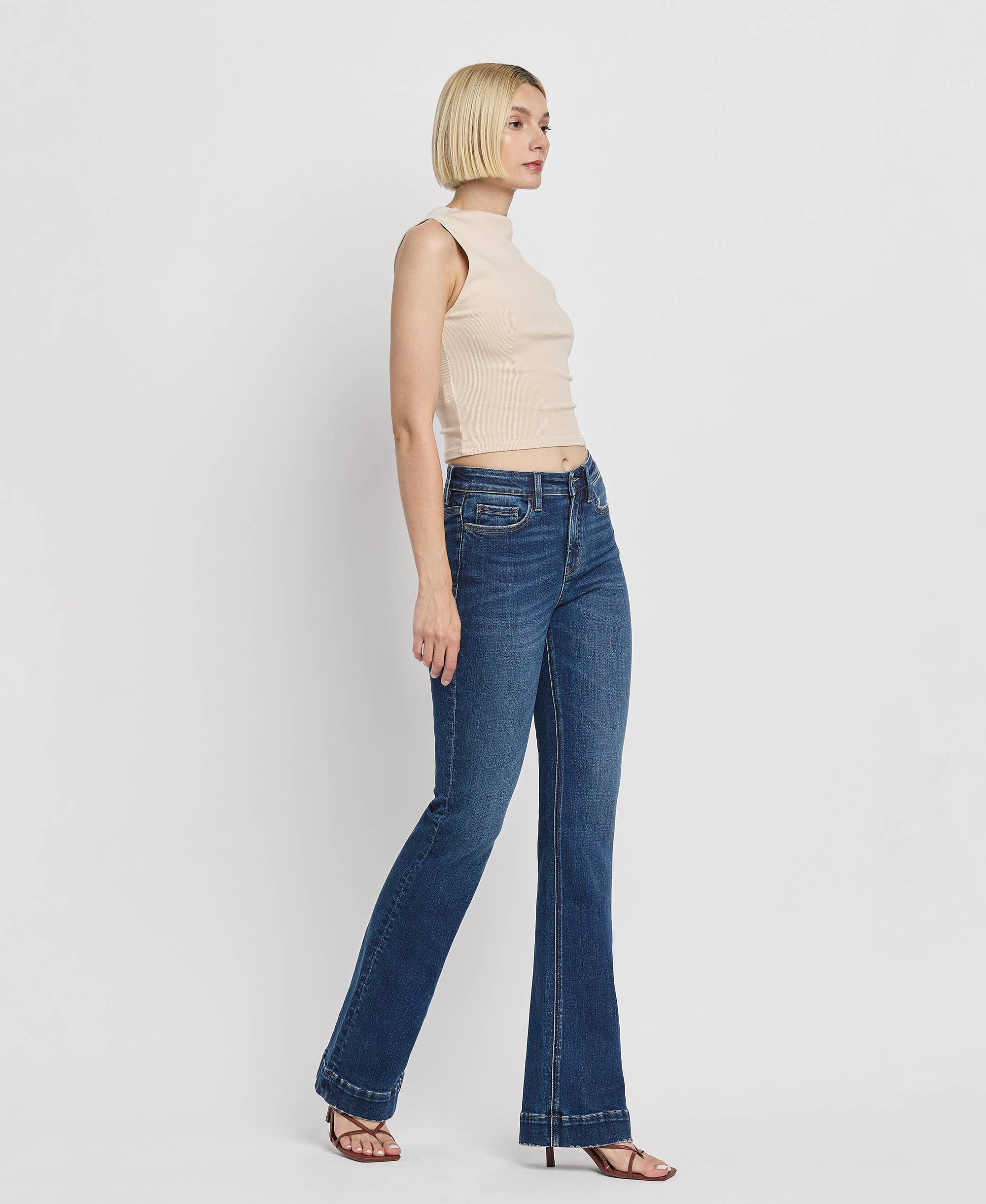 VERVET by Flying Monkey - High Rise Trouser Hem Bootcut Jeans