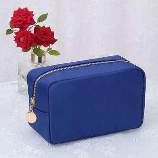 Emma Round Zippered Nylon Cosmetic Pouch Bag | White