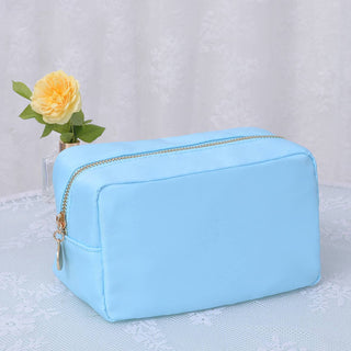 Emma Round Zippered Nylon Cosmetic Pouch Bag | Sand