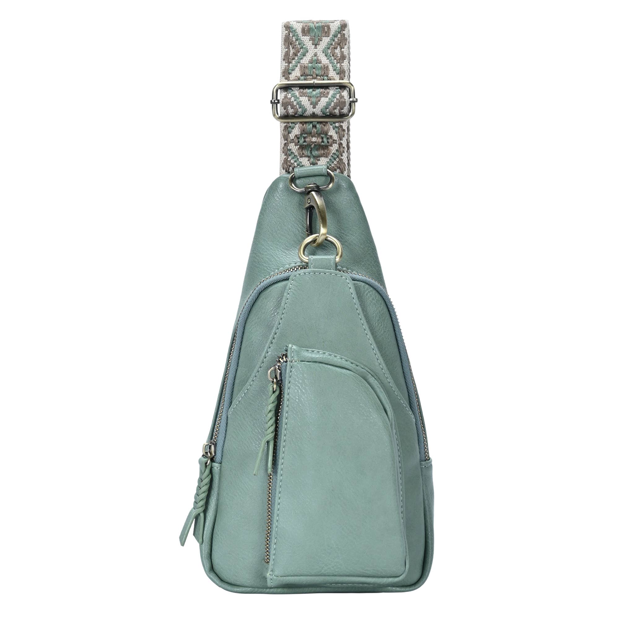 Zoey Boho Sling Bag with Guitar Strap | Green