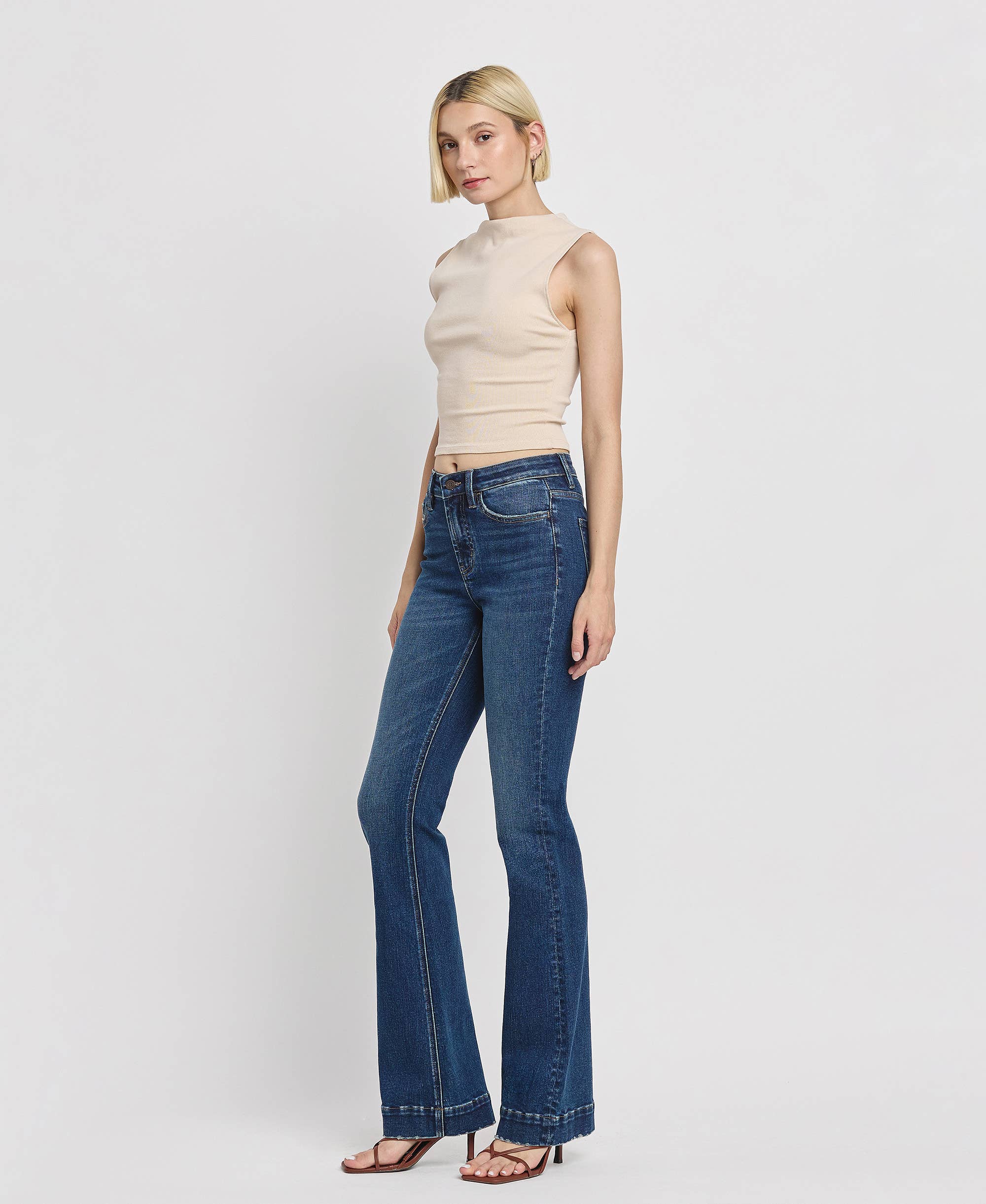 VERVET by Flying Monkey - High Rise Trouser Hem Bootcut Jeans