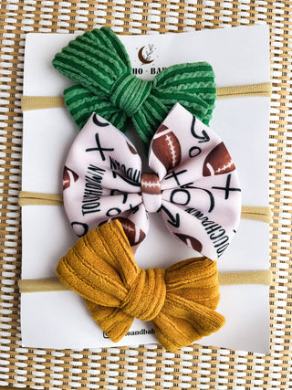 Baby Bow Headband Set of 3 | Football